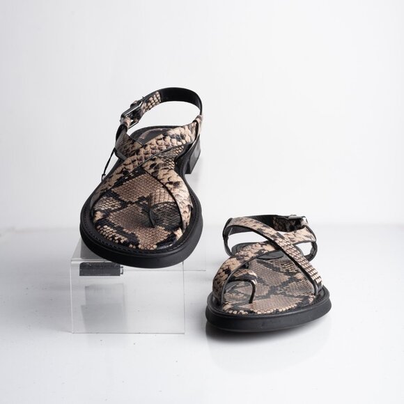 Massimo Dutti Womens Leather Strappy Sandals Animal print Flats US 11 EU 42 New - Picture 4 of 8